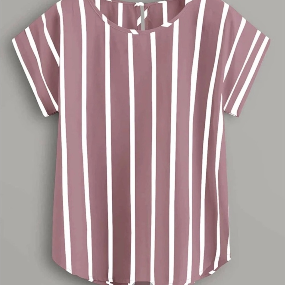 silk-like striped blouse